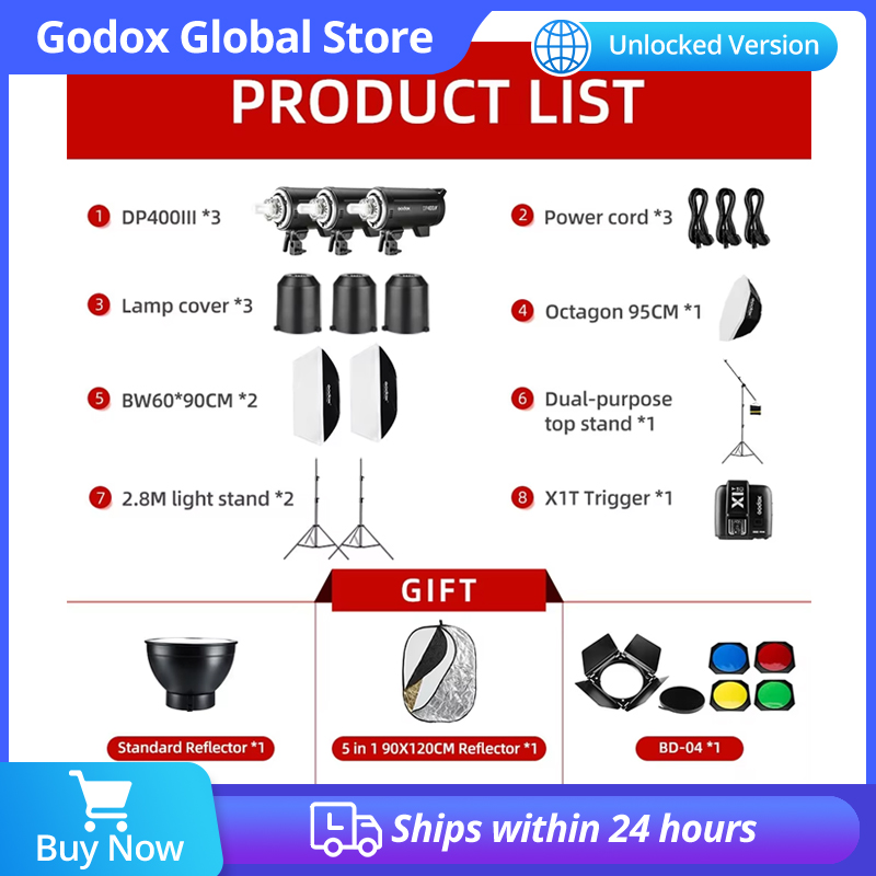 Photography Lighting Kit Godox - 1200 Вт Godox DP400III DP400III-V 3x400