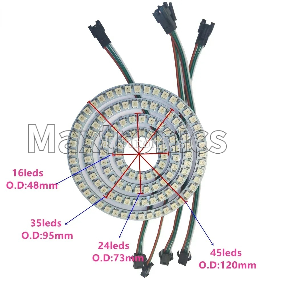 Светодиодное кольцо WS2812B FC – обзор и цена Led Ring Light 18